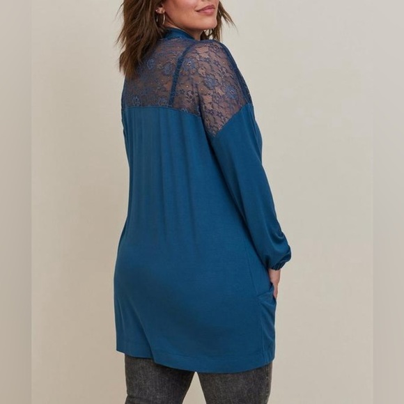 Torrid 1X Cardigan Sweater Long Open Lace Spring Lightweight Pockets Str… - Picture 2 of 14